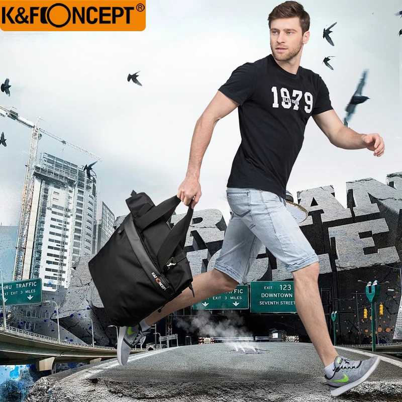 Дешевый K amp; F концептуальная сумка для камеры DSLR сумка на плечо водостойкая унисекс современный Повседневный стиль съемный делитель Универсальный н...