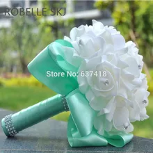 Искусственные Свадебные букеты невесты свадебные букеты Свадебные цветы Buque de Noiva с камнями и лентами