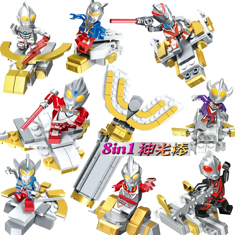 

8Pcs/Set IN 1 Giant Spark Lence M78 Alien Ultraman Tiga Building Blocks Compatible Legoings Ninjagoed Heros Ace Bricks Toys Gift