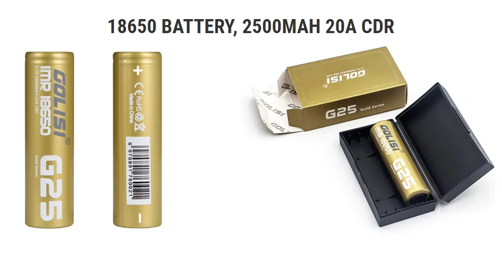 18650 BATTERY, 2500MAH 20A CDR