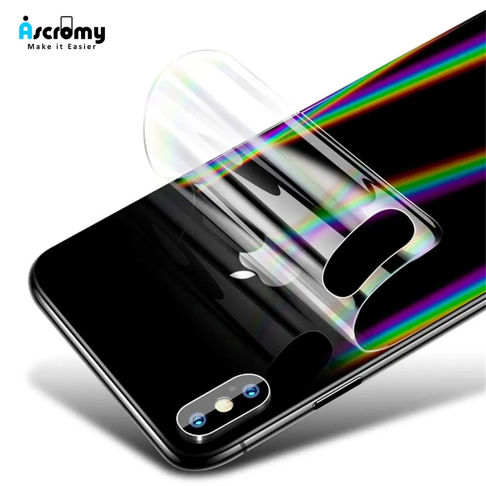 Ascromy Aurora Gradient Transparent Back Film Protection for iPhone Xs Max X S XR 8 Plus 7 6 6S Screen Protector ScreenProtector (1)