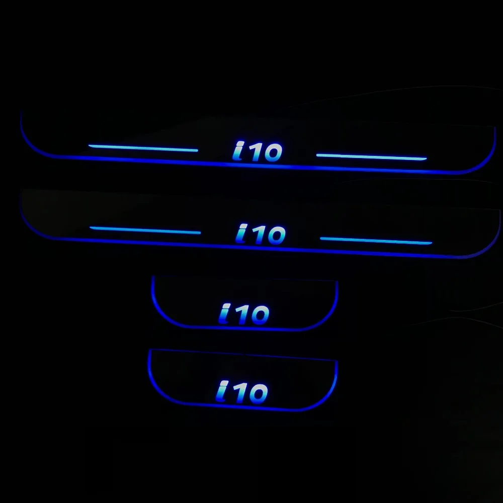 RQXR led движущиеся двери потертости для hyundai grand i10 динамический порог пластина плоская подкладка накладка потока света, 4 шт