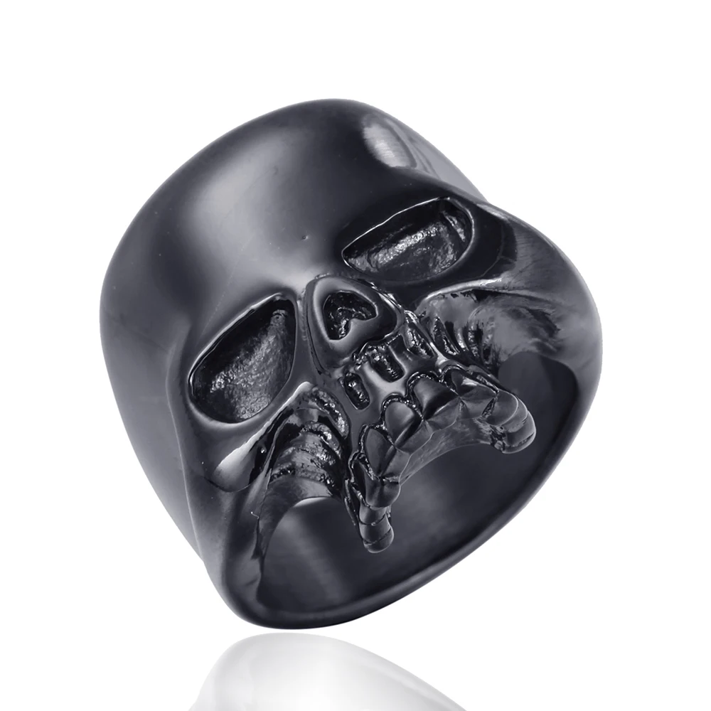 

Knight ring stainless steel jewelry classic punk silver black gold motor knight ghost head ring men and women