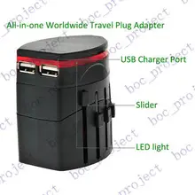 Все в одном Универсальный Переходник 2 USB Порты и разъёмы World Travel AC Мощность Зарядное устройство конвертер для АС США Великобритании ЕС 50 шт./лот+ упаковки