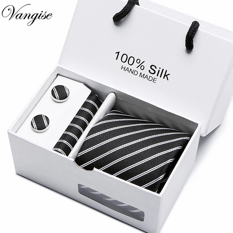 

Latest Style Men's Ties Dots Striped Fancy Necktie Hanky Sets Polyester silk Jacquard Woven Business Formal Men Casual Ties