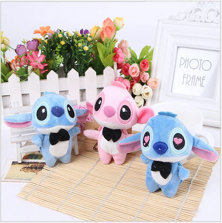 

Kawaii 1pcs BIG Lover Lilo Stitch Plush Stuffed TOY DOLL ; 10CM Phone Strap Keychain & BAG Pendant TOY Wedding Gift TOY DOLL