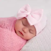 Больничный Чепчик для новорожденного Детская шляпа шапка с большим бантом мягкий милый узел NurserySoft милый узел детская шапочка