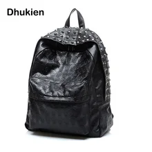 Nuevas Mujeres de LA PU kpack Skull Punk Rivet bolsas de Viaje de La Escuela mochila para Adolescentes Niñas Mochila feminina B15271Leather bac