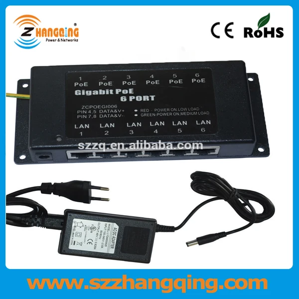 PoE Injector Gigabit Patch Panel 6 Port Passive PoE Injector With