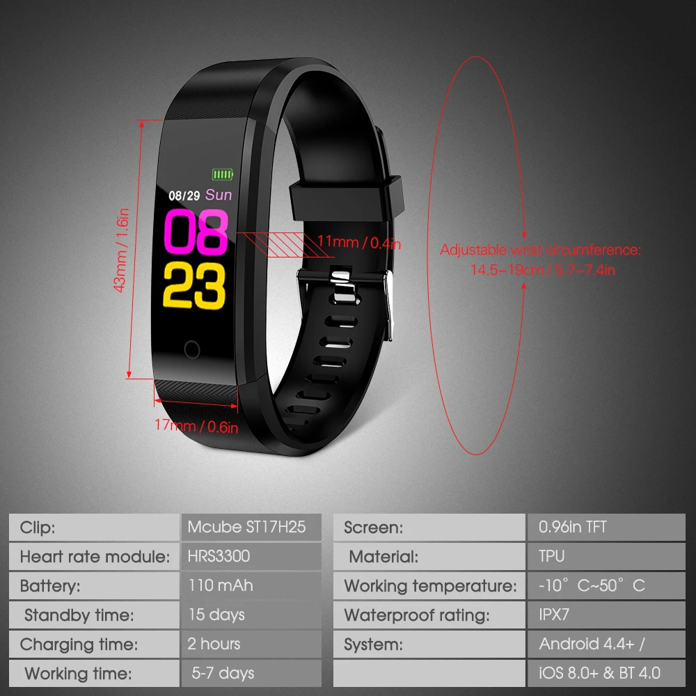Спортивные умные часы фитнес-Спящий монитор Smartwatch пульсометр шаг счетчик сообщение напоминание спортивный браслет