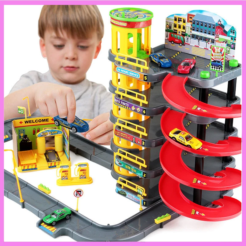 

Multi Layer Educational Children Toys Tractor Car Parking Lot Assemble Simulation Pretend Play Toys Set