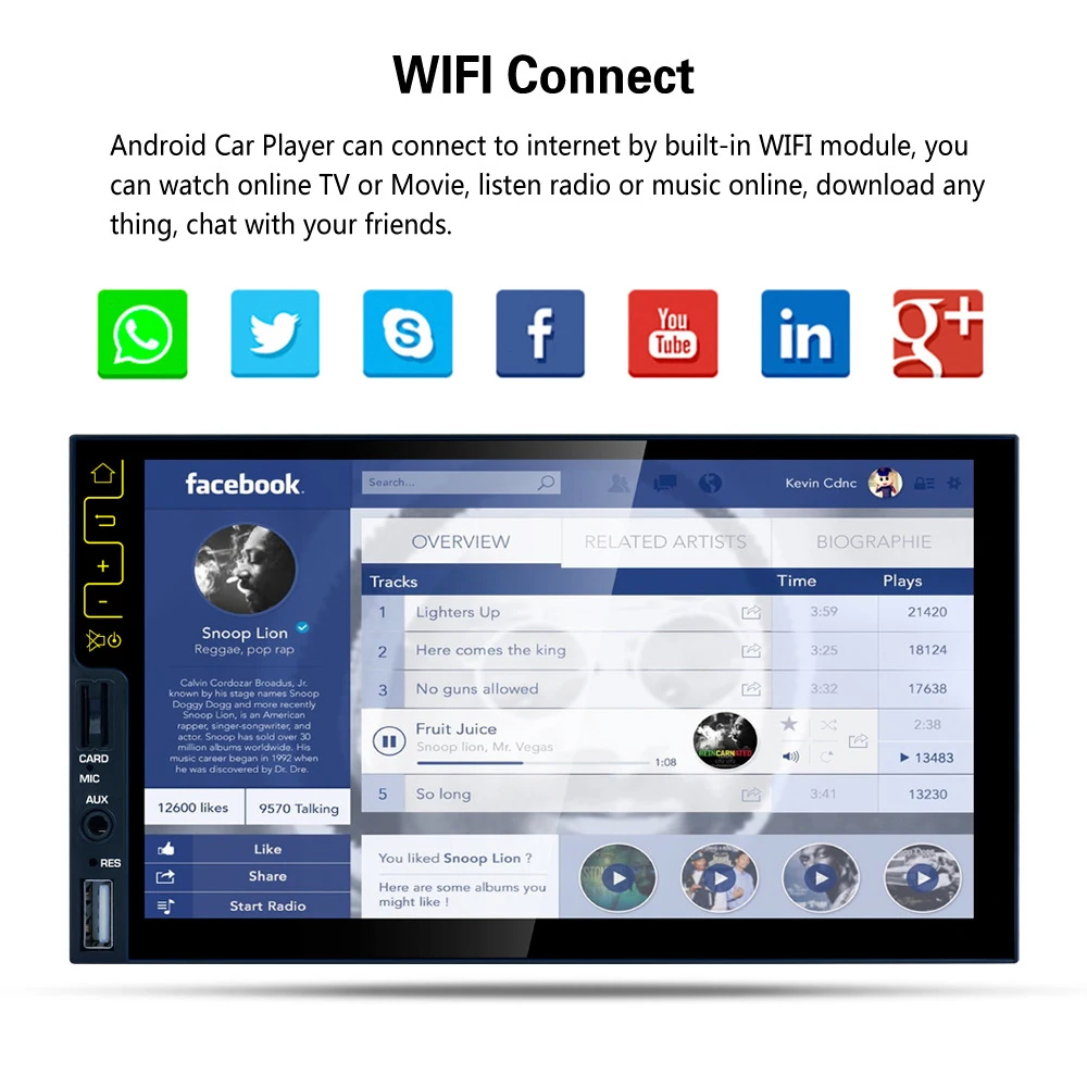 Perfect APRICOTCAR 7 "2 Din Touch Screen Car HD MP5 Automatic Audio Stereo Bluetooth FM AUX Player Android5.1 Support GPS 3G Internet 3