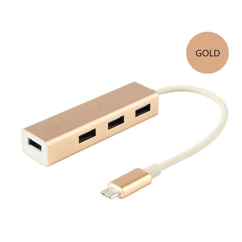 Кабель адаптер USB3.1 Type C на 4 порта USB3.0 для Macbook и мобильного телефона золотого