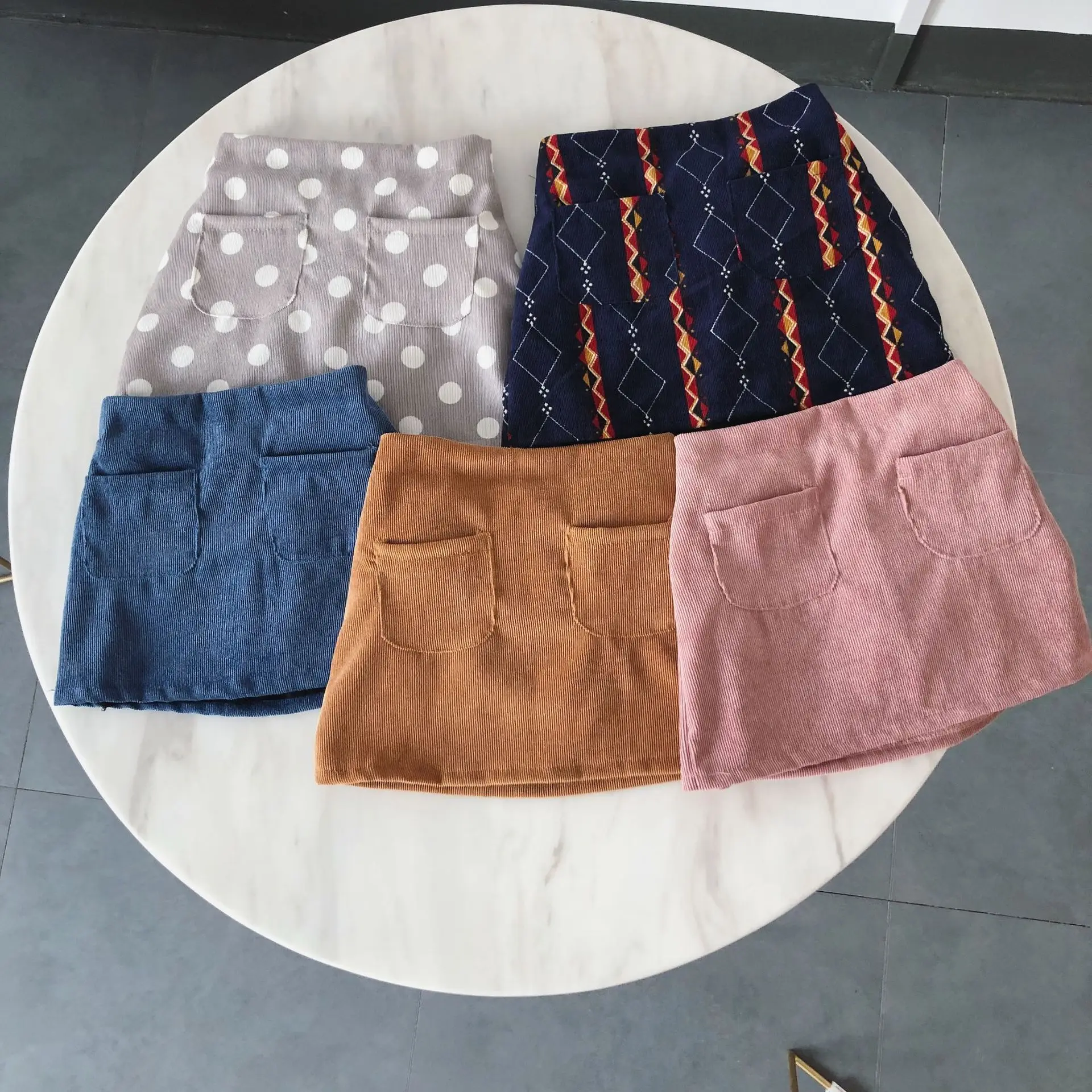 Children Spring Skirt Kids A line Pocket Skirt Toddler Girls Solid