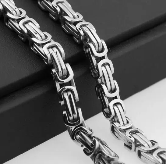 Классические ювелирные изделия 8 мм 32 дюйма серебро титан сталь нержавеющая сталь Тяжелая Византийская цепочка на шею для мужчин ювелирные изделия