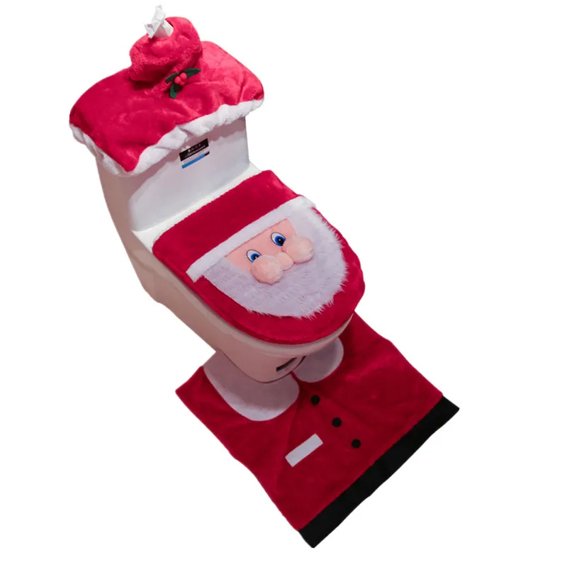 1 Set Santa Clause Toilet Lid Cover Paper Holder Christmas Decoration