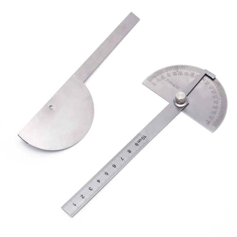 10cm Round Head 180 Protractor Angle Finder Stainless Steel Measuring