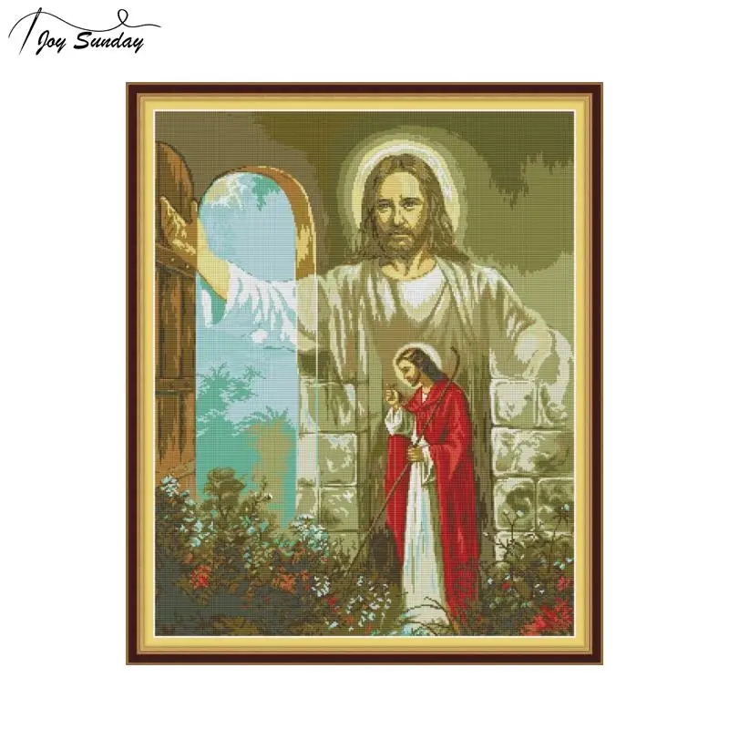 

Joy Sunday Cross Stitch Fabric Religious Figure Patterns Aida Counted Cross Stitch DMC Printed Canvas Embroidery Needlework Kits