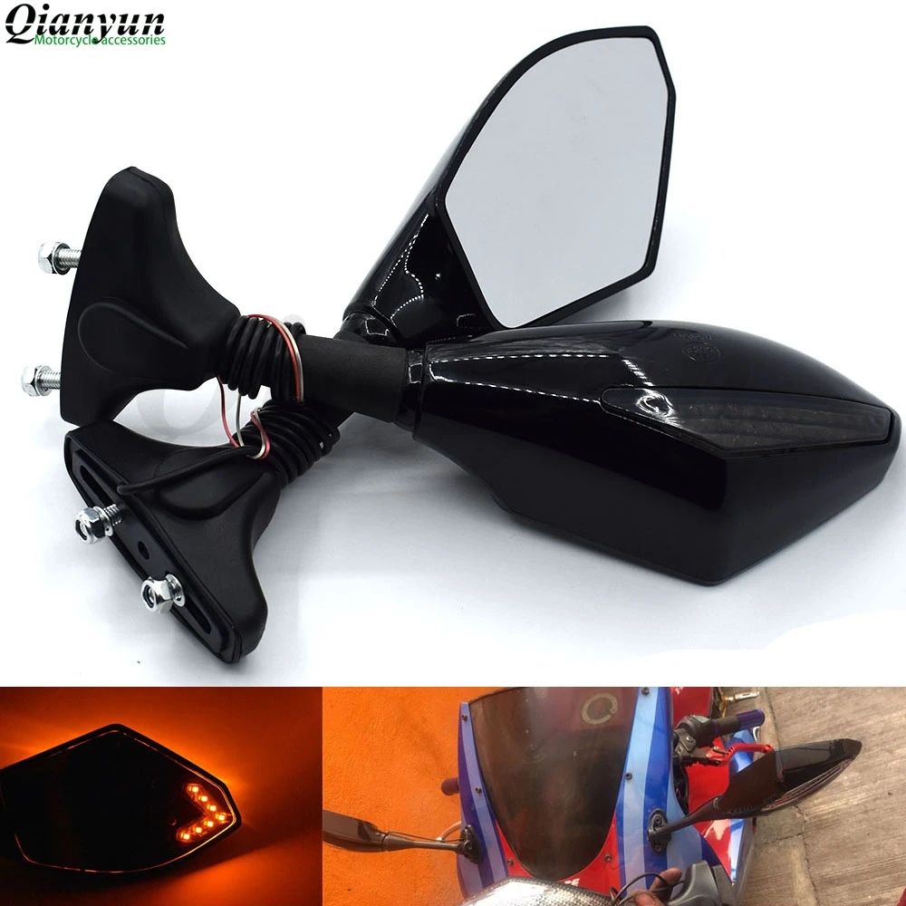 

Universal Motorcycle LED Steering Light Flash Rearview Mirror Side View Mirror For Kawasaki ZX-6/ZZR600 ZX9R ZXR400 ZZR Z750S