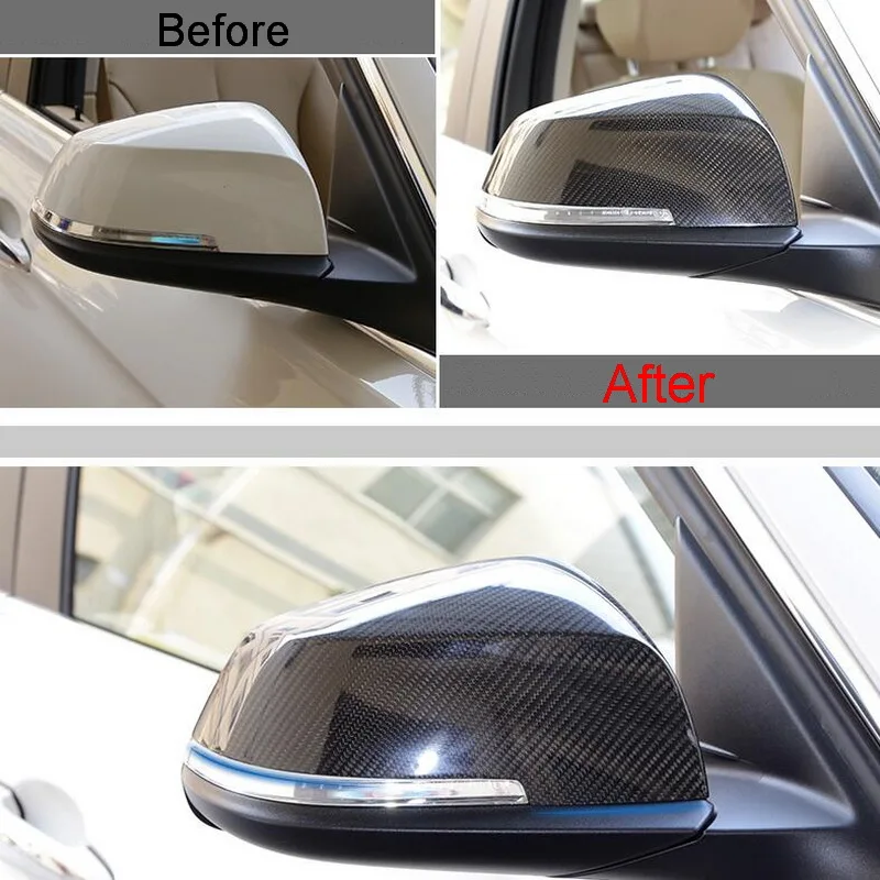 ФОТО 2 PCS Car Styling New Carbon Fiber DIY Door Reverse Outside Mirrors Car Cover Case stickers for Bmw 3 Series 2009-12 Accessories