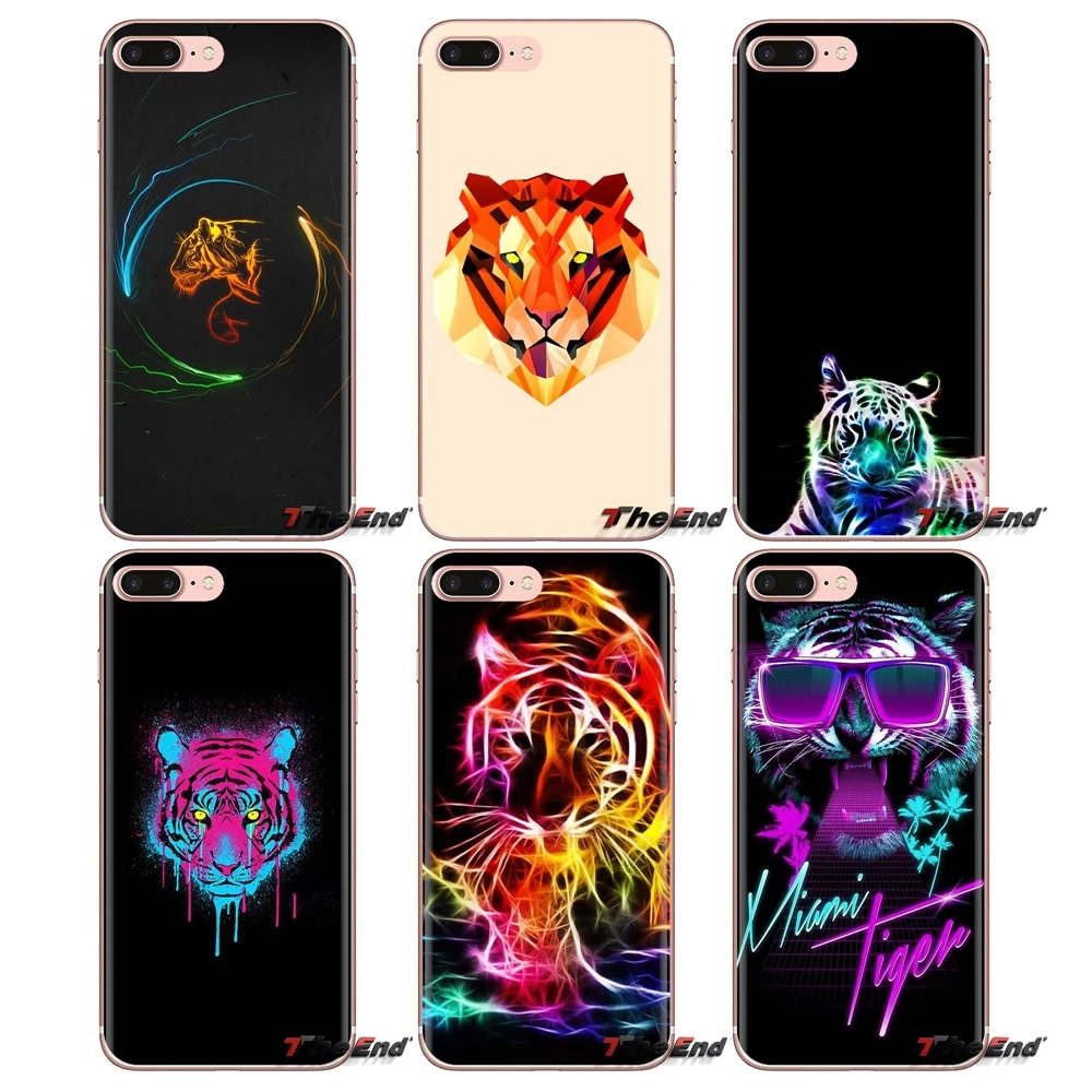 

For Huawei G7 G8 P7 P8 P9 P10 P20 P30 Lite Mini Pro P Smart Plus 2017 2018 2019 Soft Transparent Cover art Colorful Tiger Lights