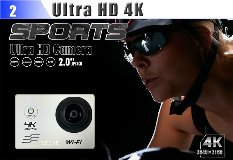 MLLSE Водонепроницаемая 4 K wifi Спортивная Экшн-камера Ultra HD 4 K wifi 1080 P/60fps 2,0 lcd 170D объектив камера Спортивная камера