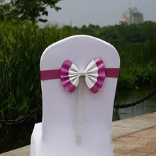 Wedding Elastic Bow Tie Props Chair Cover Flower Hotel Ribbon Party Decoration Stretch H99F