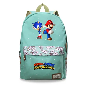 

Mario & Sonic Backpack Kids Boys Girls Canvas Backpacks Children Surprise Gift School Bags Men Women Knapsack