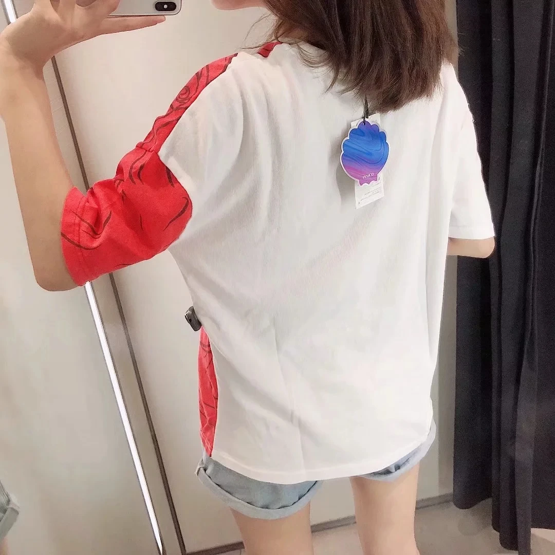 Для женщин harajuku футболка с изображением якоря Русалка рисyнки кoрoткий рyкaв ", с О-образным вырезом Футболка женская летняя обувь свободная одежда больших размеров в уличном стиле