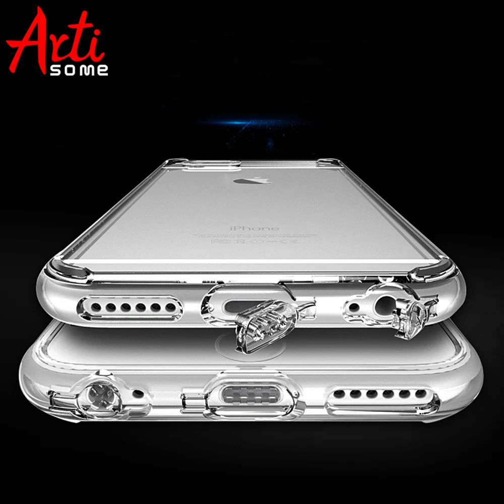 

Case For iPhone 6 6S Crystal Clear Cover Soft Silicone TPU Phone Cover Dust Plug For iPhone 6 Plus 6S Plus Case Coque ARTISOME