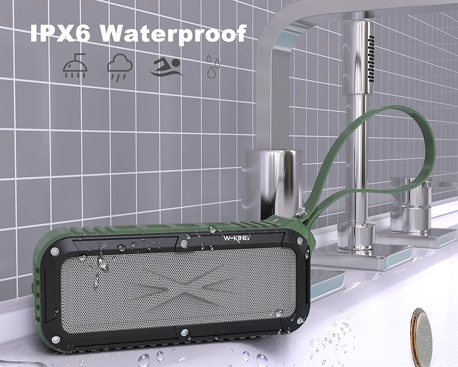 Портативная Водонепроницаемая Bluetooth Колонка W King S20 беспроводной динамик с