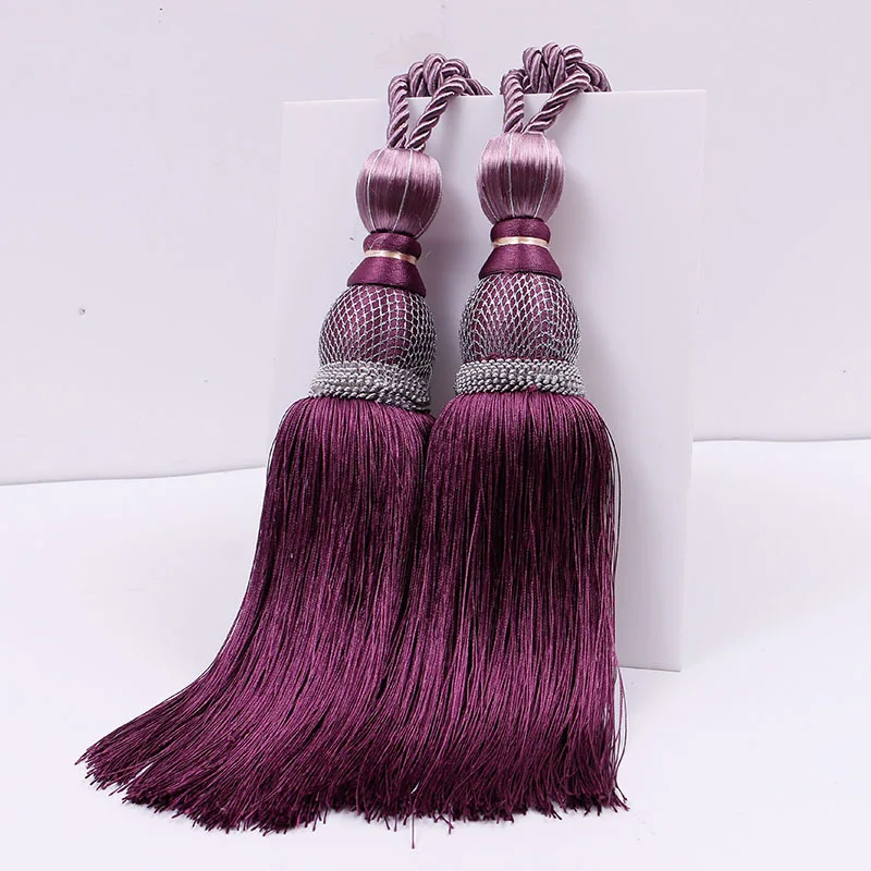 Dark Purple Meetee, 1 пара(2 шт.), 77 см, для занавесок, с кисточкой, Tieback, подвесные аксессуары, держатель для занавесок, подвесной ремень для домашнего декора, TF001 - Цвет: Dark Purple