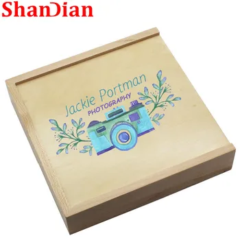 

SHANDIAN Wooden Photo Album Large oval usb+Box usb flash drive U disk Pendrive 8GB 16GB 32GB Wedding Studio 170mm*170mm*35mm