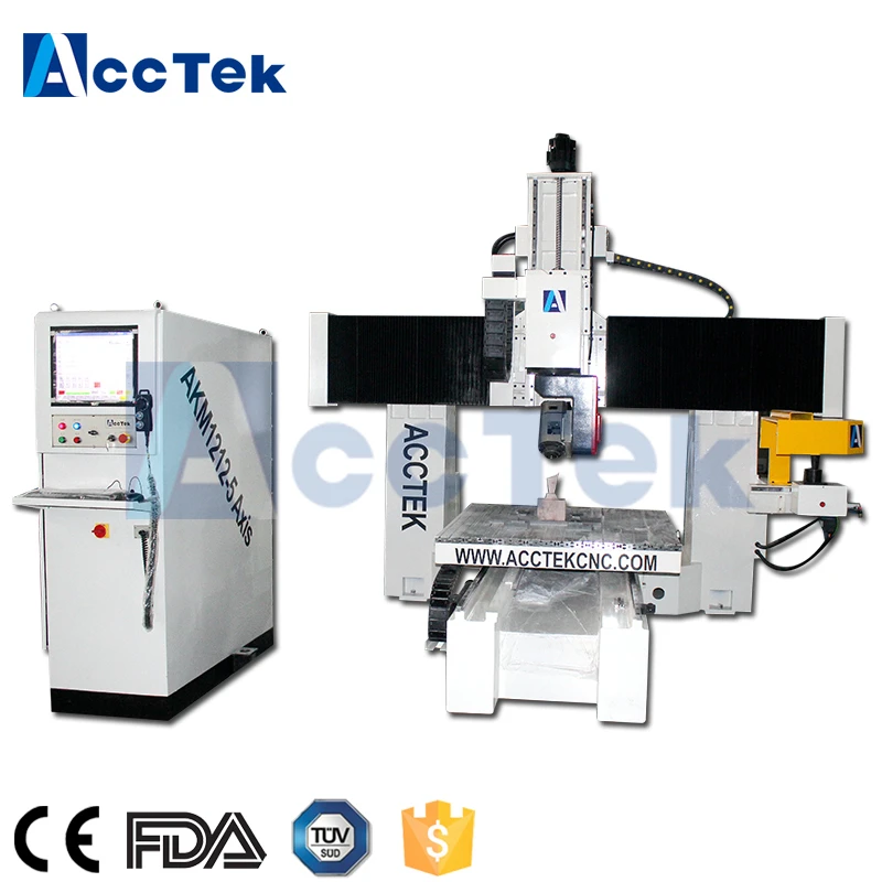 Высокая точность Jinan AccTek 5 оси 3d гравировальный станок 1212 маршрутизатор atc