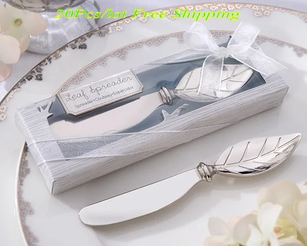 

(20 Pieces/lot) Silver Wedding Favors and Gifts of Chrome Leaf Spreader Wedding Gift for guests For Autumn Wedding Theme