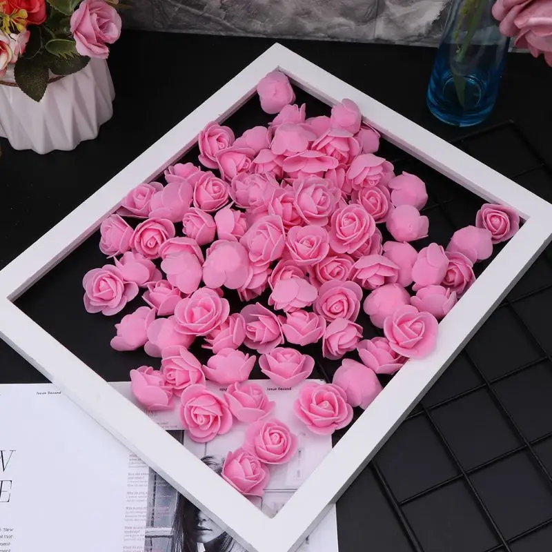 500 шт Мини ПЭ Пена Искусственные розы цветы головки венок коробка для сладостей для самостоятельной сборки материал медведь ручной работы свадебные украшения дома