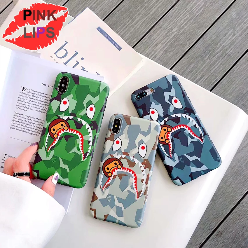 

PINK LIPS Trend Shark Monkey Case for iphone 7 7plus 6 6plus 8 8plus X XR XS MAX Soft TPU Suprem phone Cases For iphone 10 X