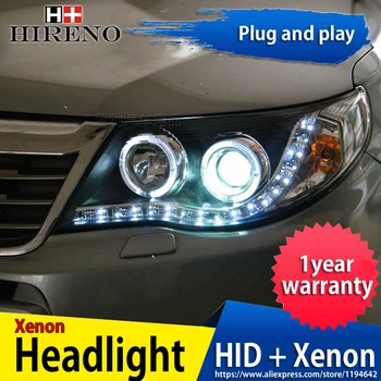 

Hireno Headlamp for 2008-2012 Subaru Forester Headlight Headlight Assembly LED DRL Angel Lens Double Beam HID Xenon 2pcs