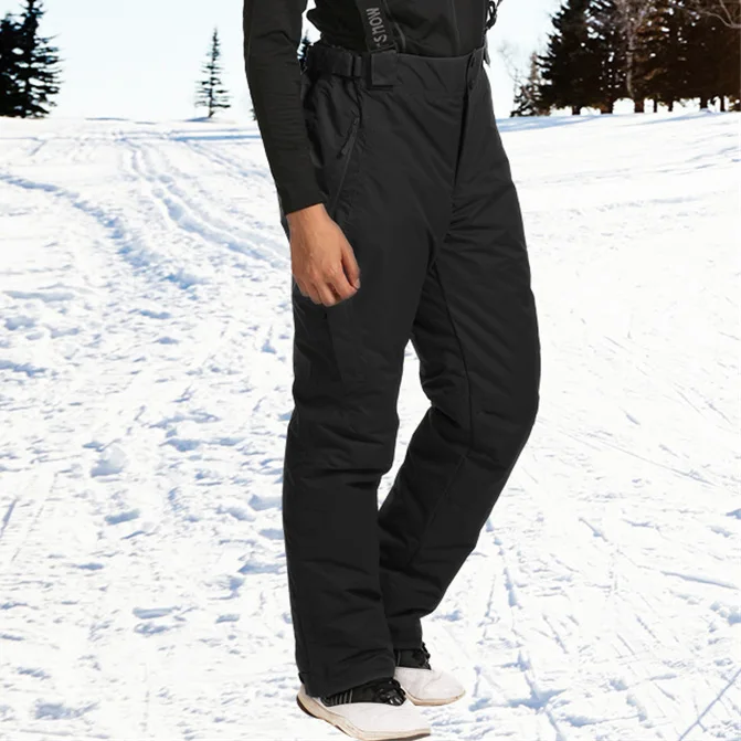 Зимние теплые уличные лыжные брюки мужские водонепроницаемые сноубордические брюки костюм Твердые горные лыжные туристическая одежда ветрозащитные XXXL - Цвет: Черный