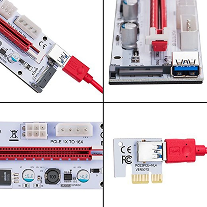 VER008S 0,6 M USB 3,0 кабель Профессиональный Горный PCI-E Express PCI-E 1X до 16X M2 riser card адаптер для 8 GPU видеокарты