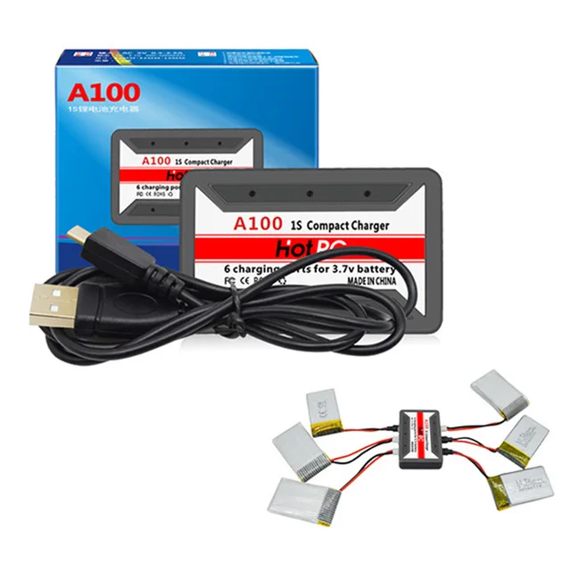 Оригинальное зарядное устройство USB HotRc A100 X6 6 в 1 3 7 для Syma X5 X5C H8 Hubsan H107 шт. | Игрушки