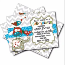 14 шт/лот пользовательские слон приглашения на день рождения Baby Shower приглашает Винтажные Сова День Рождения вечерние изделия для декорации