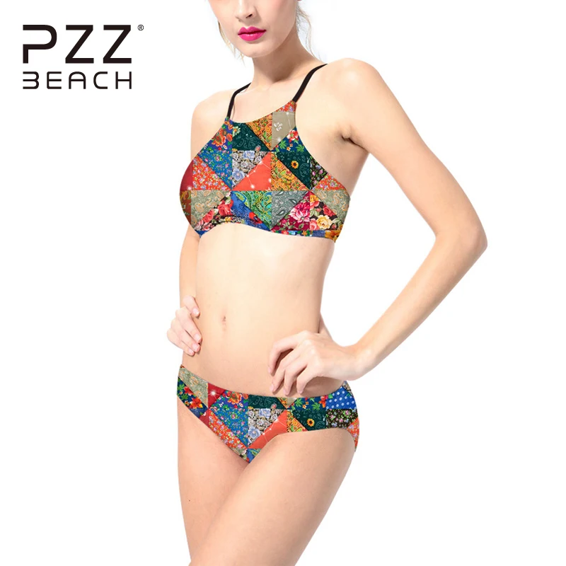 

Sexy Bikini 2018 Geometric Print Swimwear Push Up Padded Brazilian Thong Swimsuit Bathing Suits Biquini