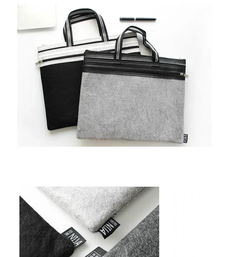 Лидер продаж минималистский Стиль a4 двойной молнии сумки Фетр сумка Для мужчин офис сумка Документ сумка компьютер папки заполнения