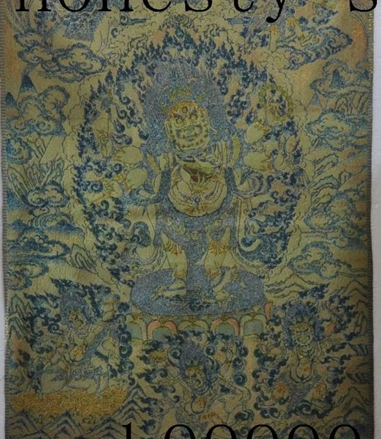 3" Тибет Шелковой Вышивкой буддизм Искусство Tangka 6 рука Махакалы бог Статуя будды