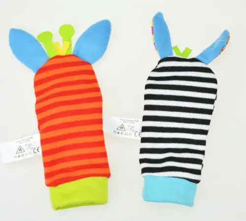 Emmababy New A Pair Sozzy Baby Infant Soft Toy Wrist Rattles Finders Developmental Wrist Bells Foot Sock Rattles Soft Toys