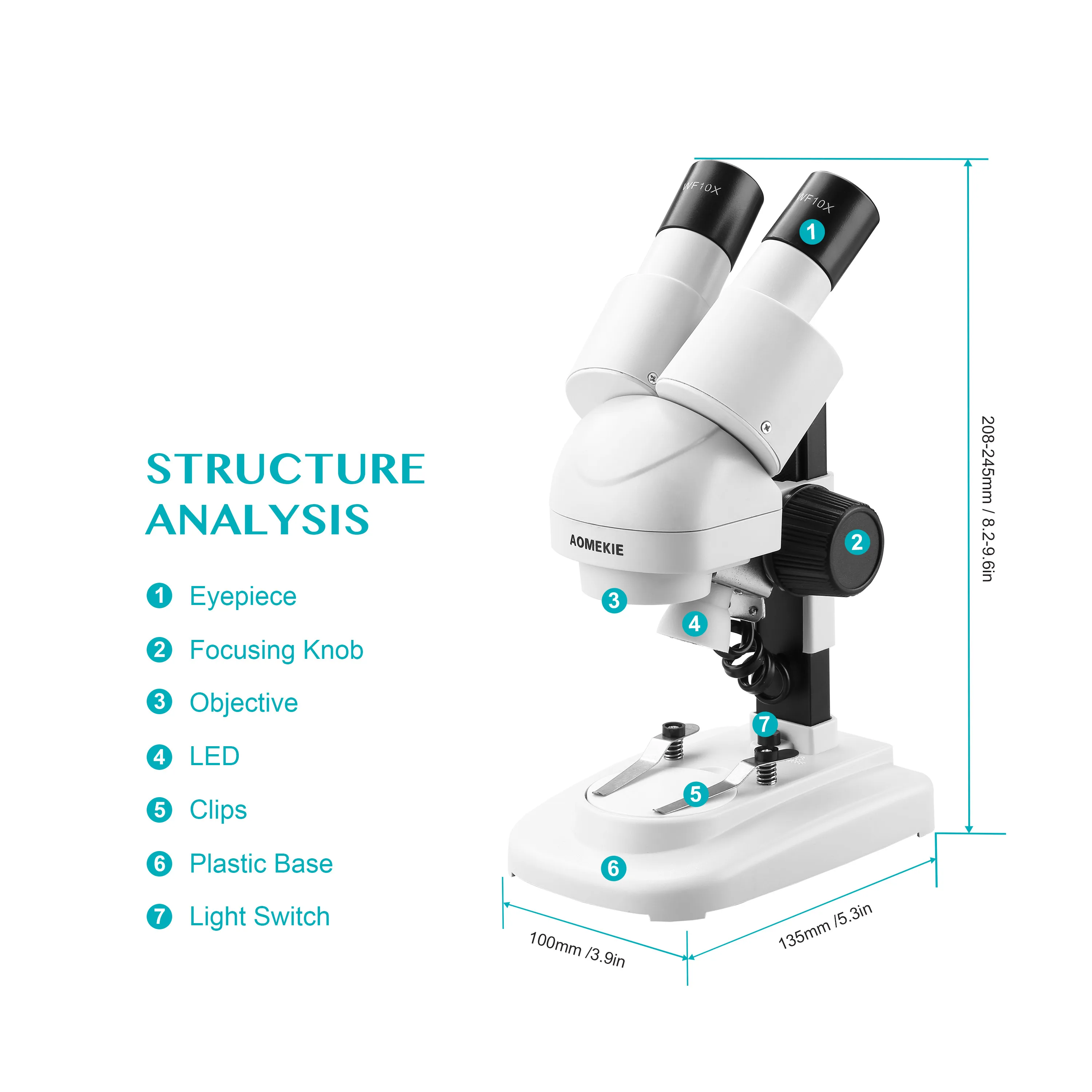 US $54.60 AOMEKIE 20X Binocular Stereo Microscope Top LED Illumination PCB Solder Phone Repair Tool Wide Field Eyepieces with Eyecups