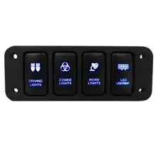 Coche Panel de interruptor basculante LED 12V 4-botón azul LED/Off interruptor basculante Panel w/Cable de 150mm para Toyota Hilux Toyota FJ CRUISER VIGO