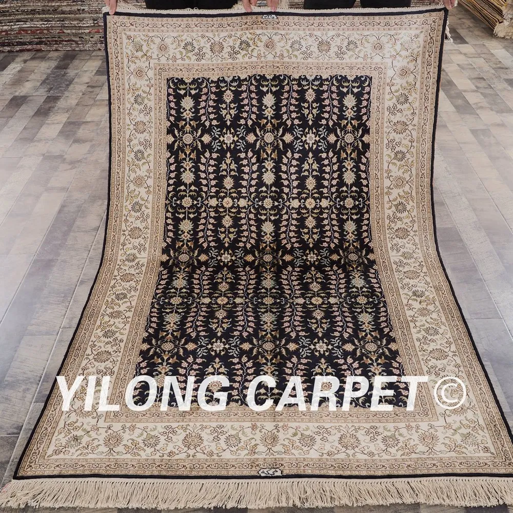 Yilong 4'x6' традиционный ручной работы шелковый ковер синий Vantage Античная персидские ковры на продажу (SL114B4x6)