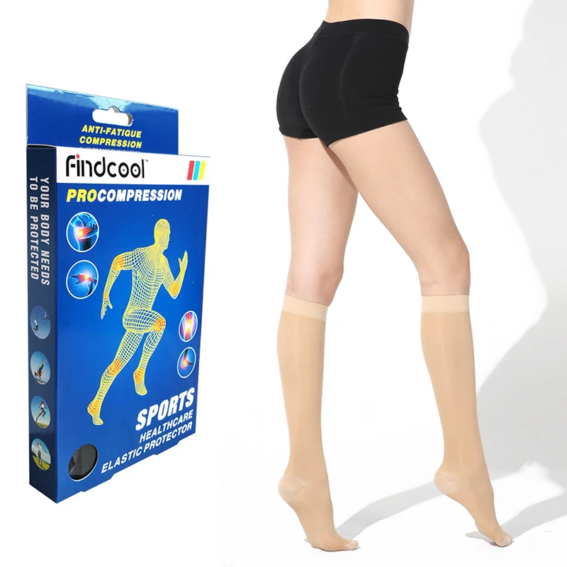 

FINDCOOL Medical Compression Stockings Closed Toe Thin Yoga Knee High for Summer 15-20mmHg Anti-avricose Veins Socks